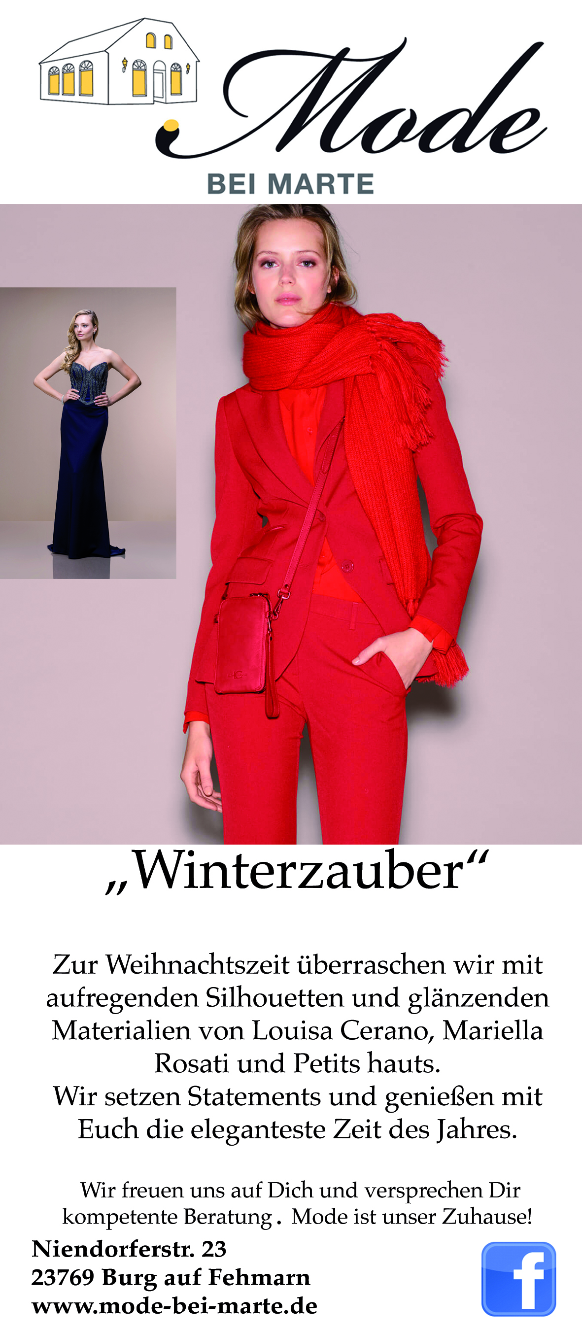 Anzeige im Fehmarnschen Tageblatt mit einem lässigen Outfit von Luisa Cerano 